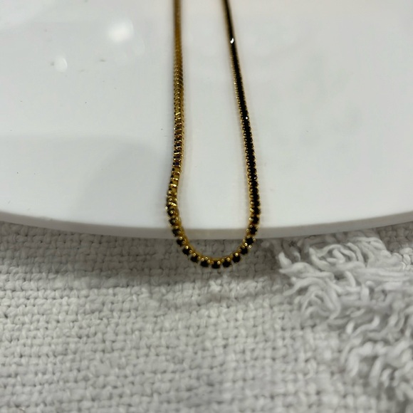 THE GLD SHOP STAMP-ULTRA FINE BLACK /GOLD TENNIS NECKLACE APROX 26 in BRAND NEW - Picture 3 of 5